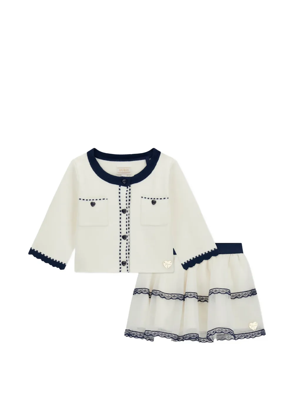 guess kids lace-detail tiered-design skirt set - Toni neutri