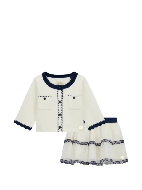 guess kids lace-detail tiered-design skirt set