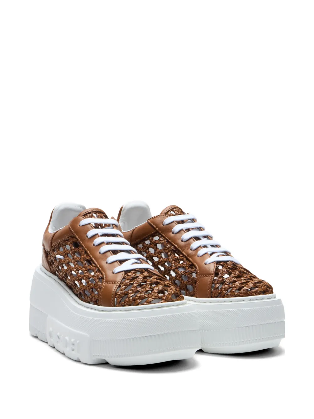 Casadei Nexus Versilia woven platform sneakers Bruin