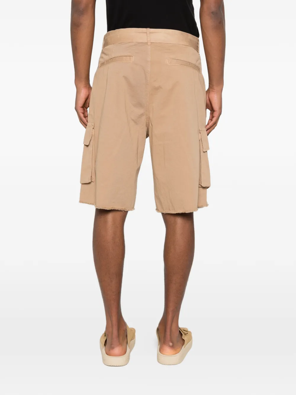 Laneus Cargo shorts met ceintuur en knoop Bruin