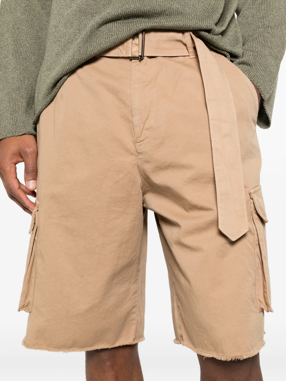 Laneus Cargo shorts met ceintuur en knoop Bruin