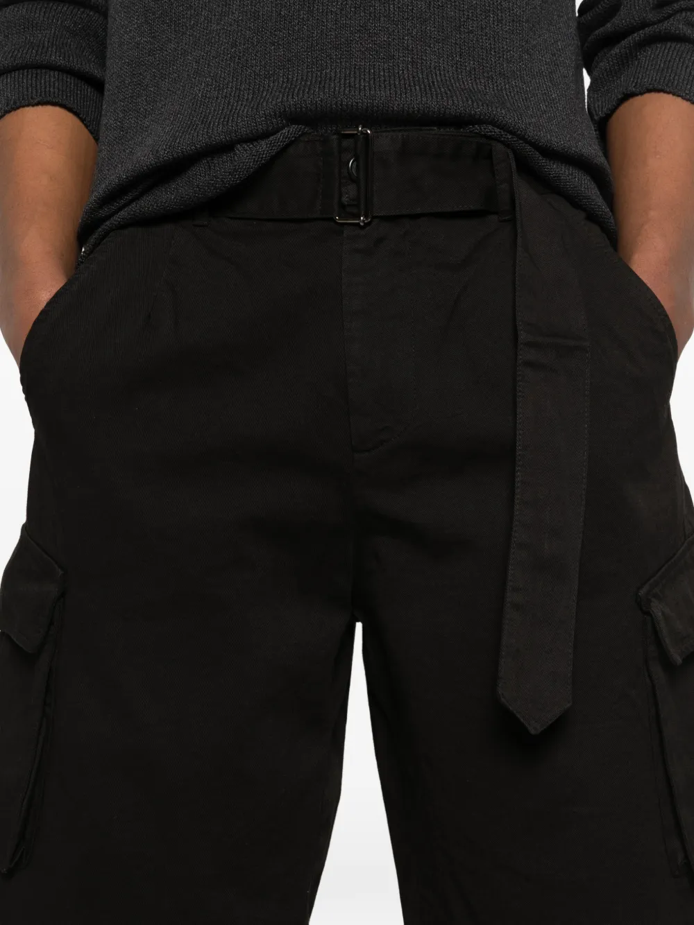 Laneus Cargo shorts met zak met ceintuur Zwart