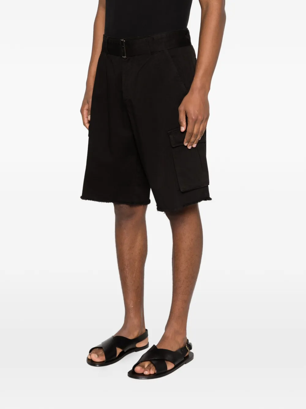 Laneus Cargo shorts met zak met ceintuur Zwart