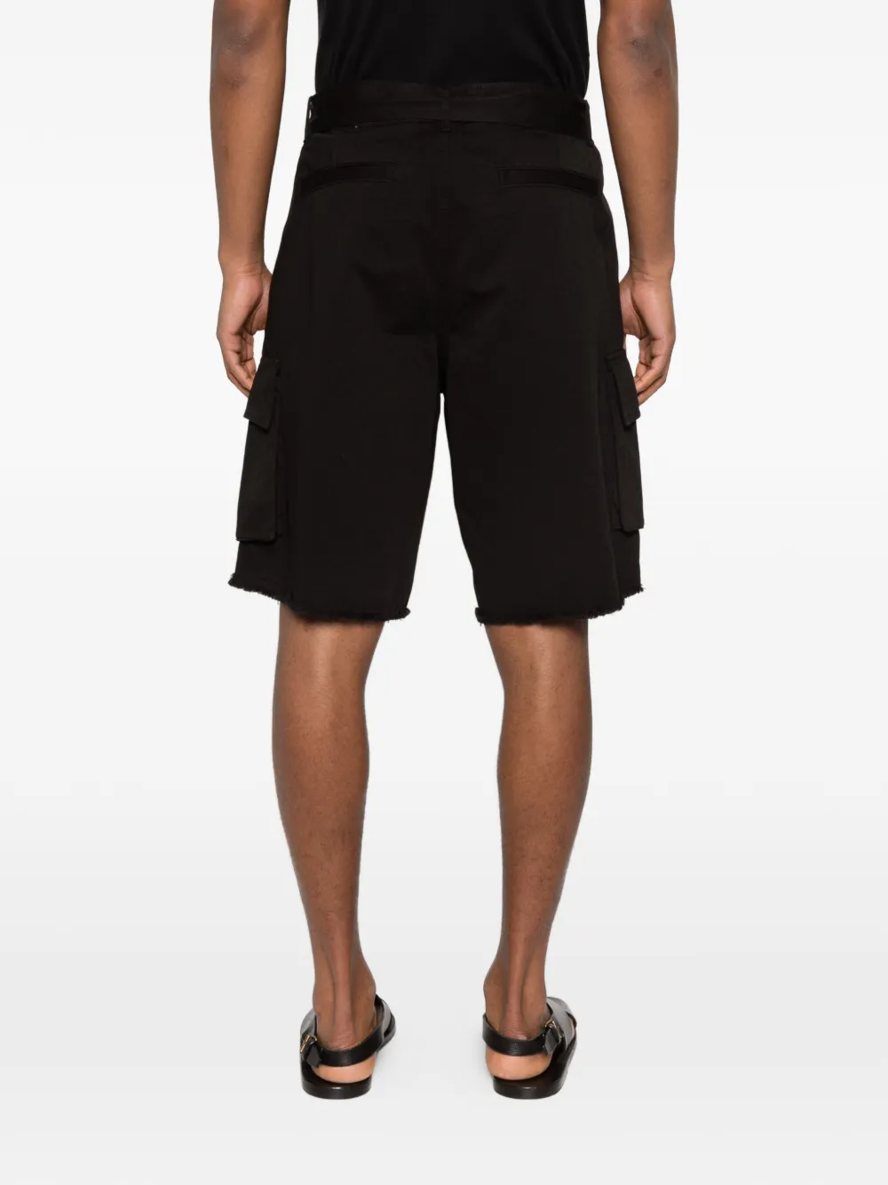 Laneus Cargo shorts met zak met ceintuur Zwart
