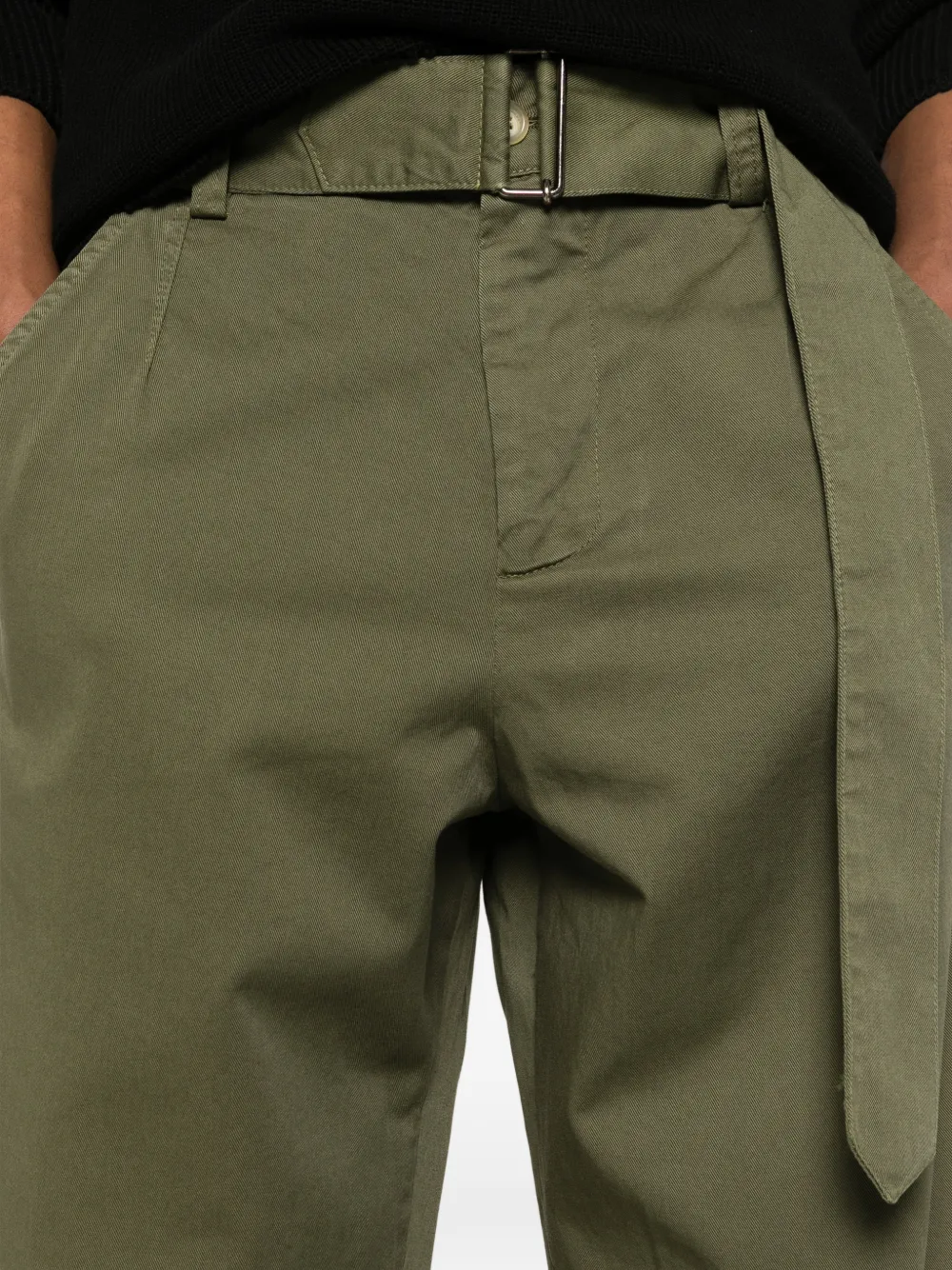 Laneus Cargo broek met knoop en ceintuur Groen