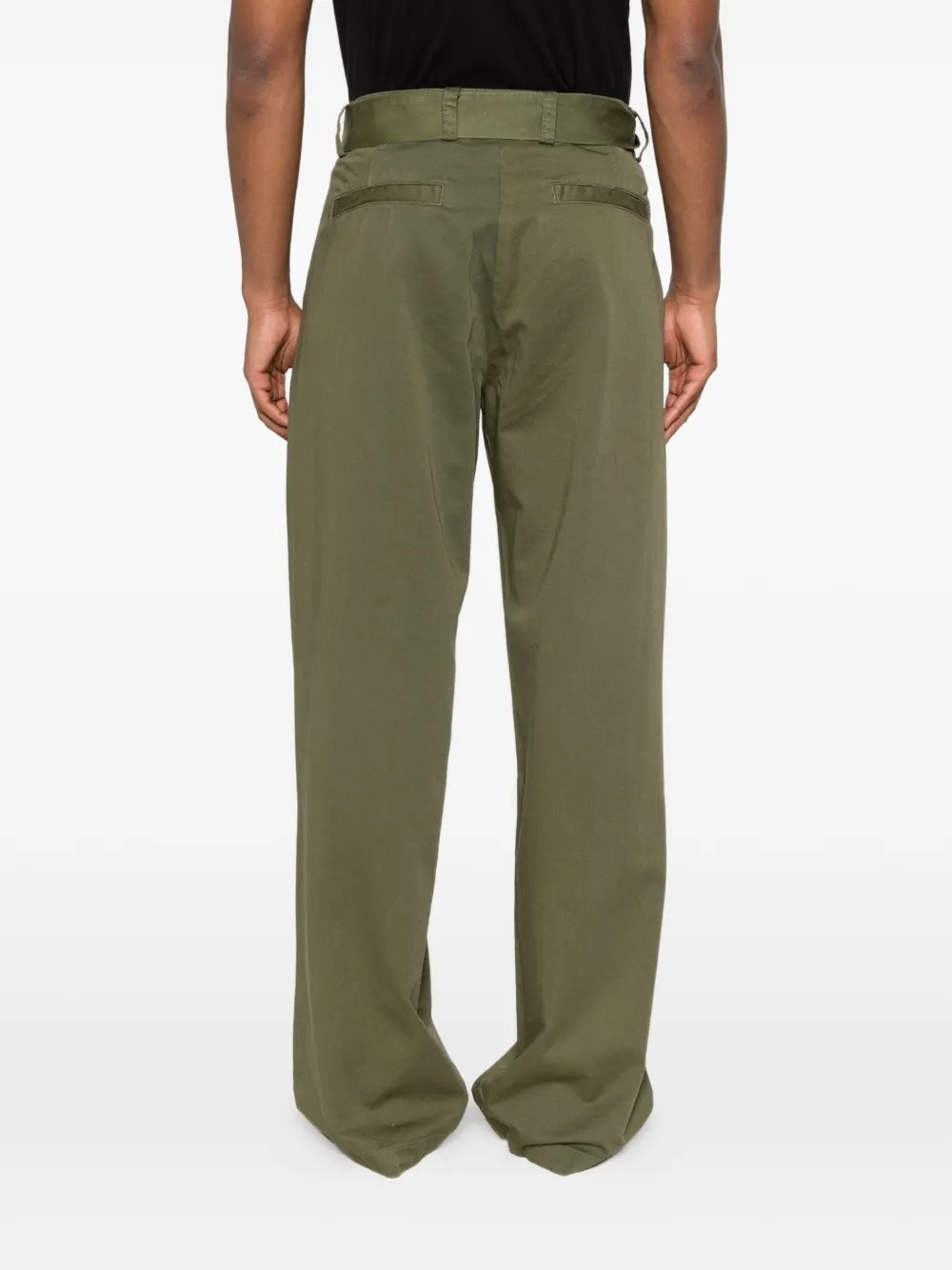 Laneus Cargo broek met knoop en ceintuur Groen
