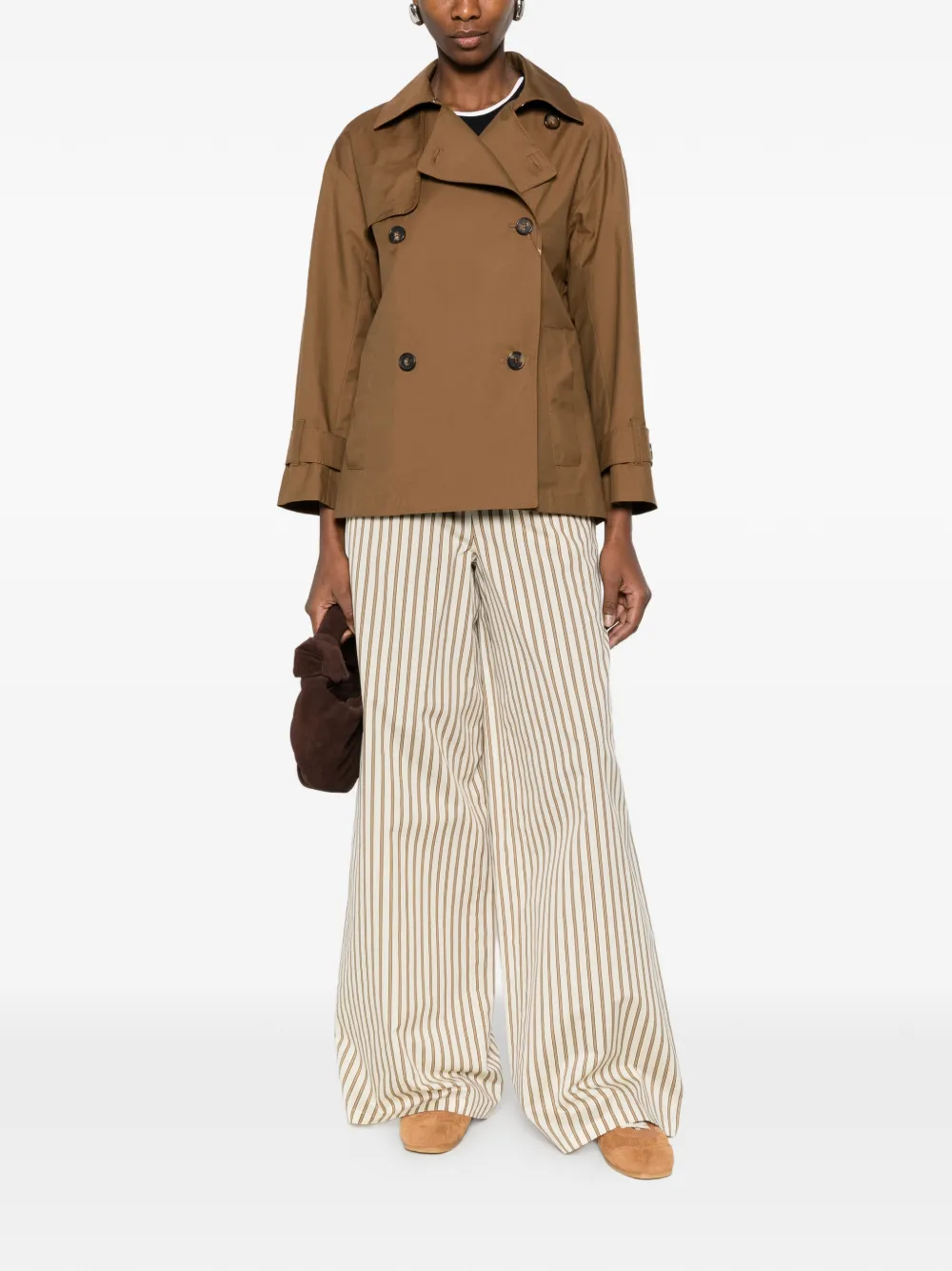 Max Mara Mtczeno jack met dubbele rij knopen en zak Bruin