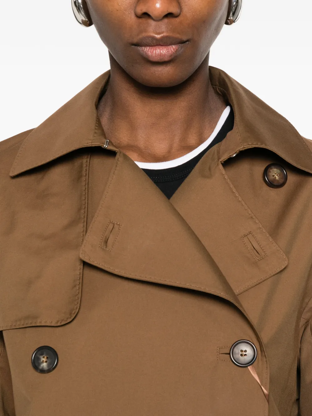 Max Mara Mtczeno jack met dubbele rij knopen en zak Bruin