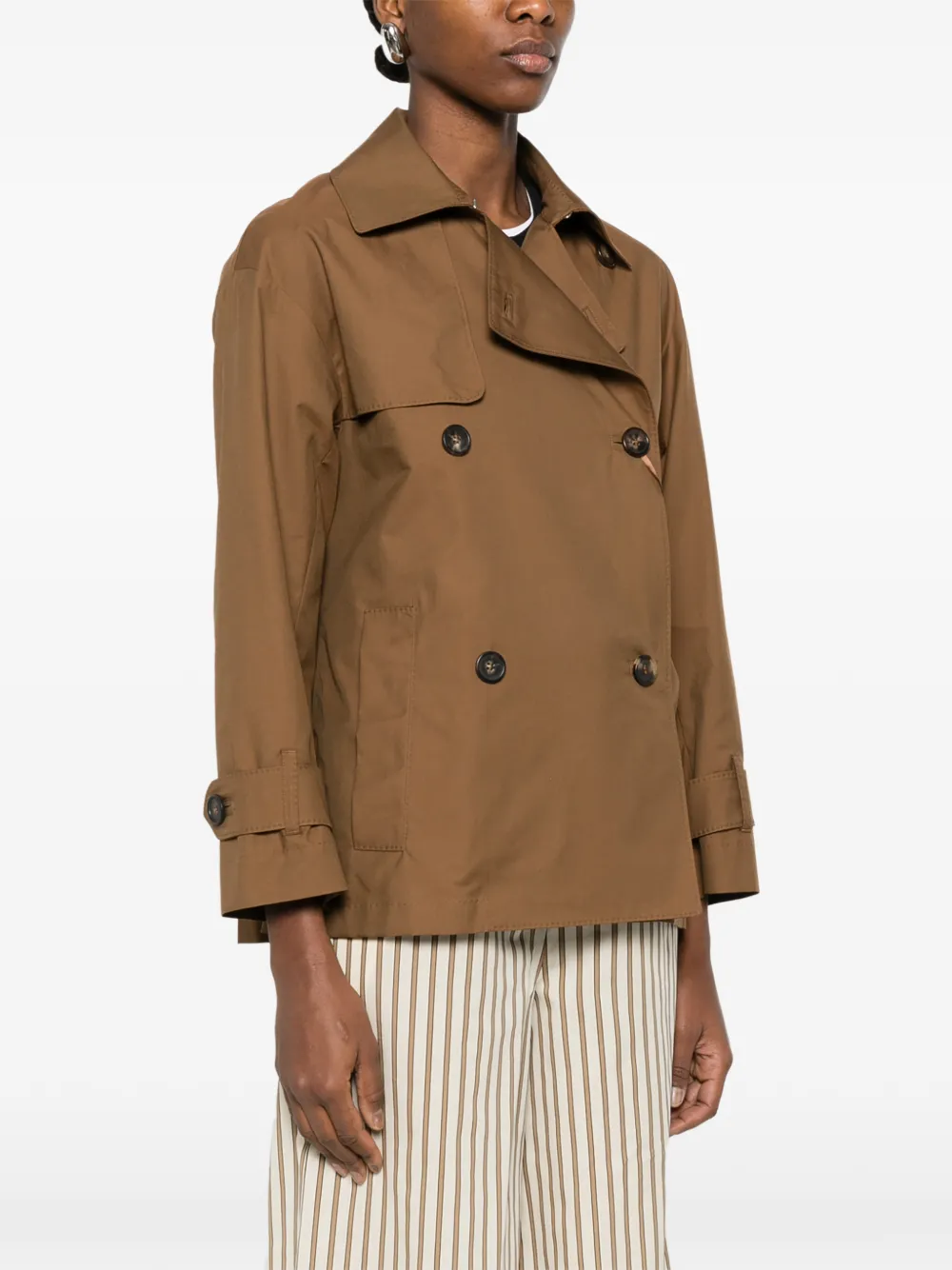 Max Mara Mtczeno jack met dubbele rij knopen en zak Bruin
