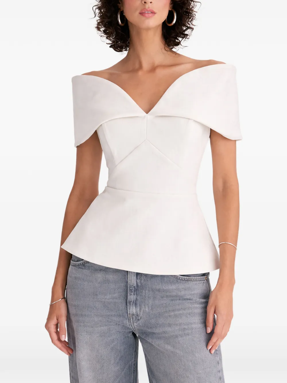 MOOS STUDIO Off-shoulder top Wit