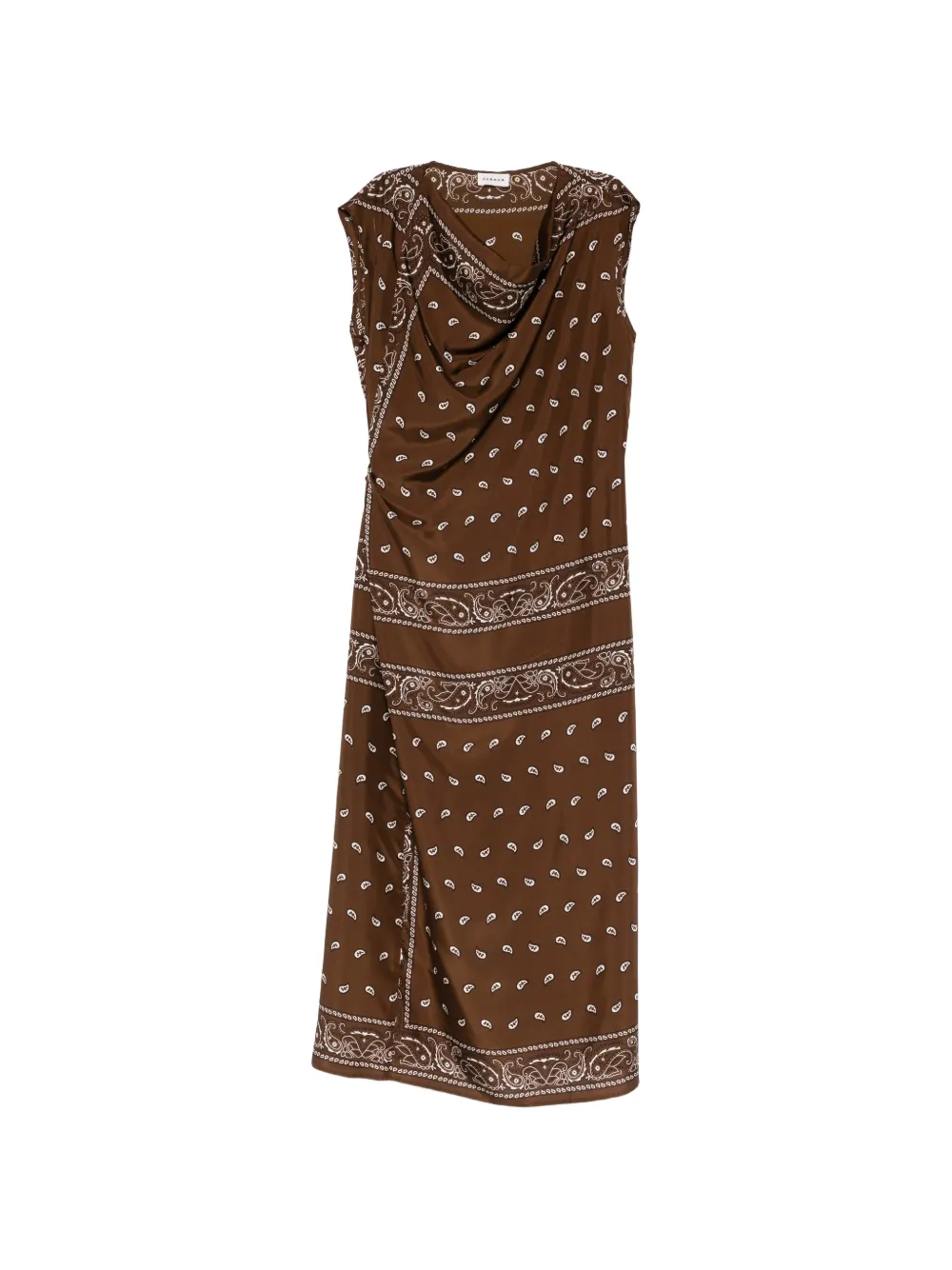 P.A.R.O.S.H. Soy paisley cowl-neck dress - Brown