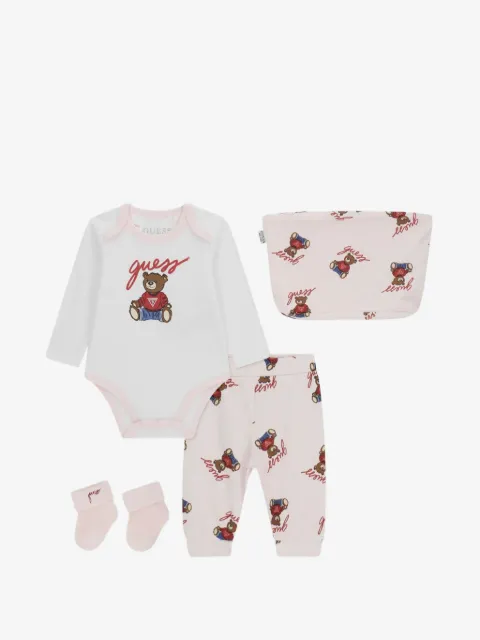 guess kids set de mameluco con motivo de oso