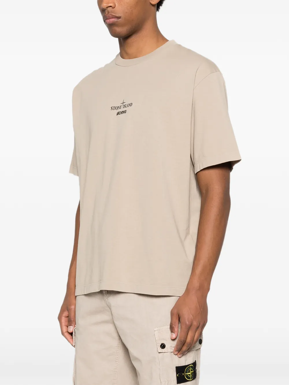 Stone Island T-shirt met print Beige