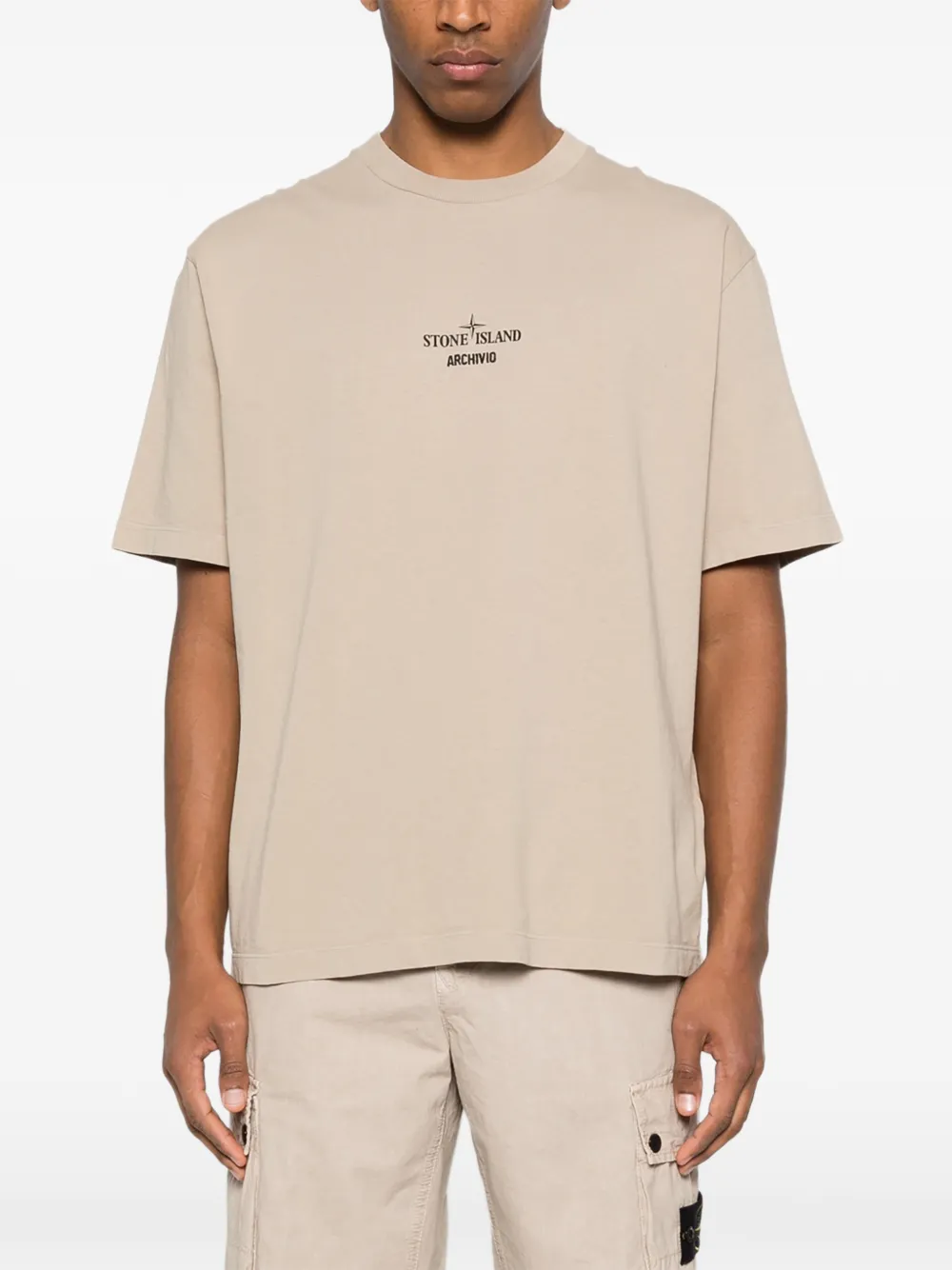 Stone Island T-shirt met print Beige