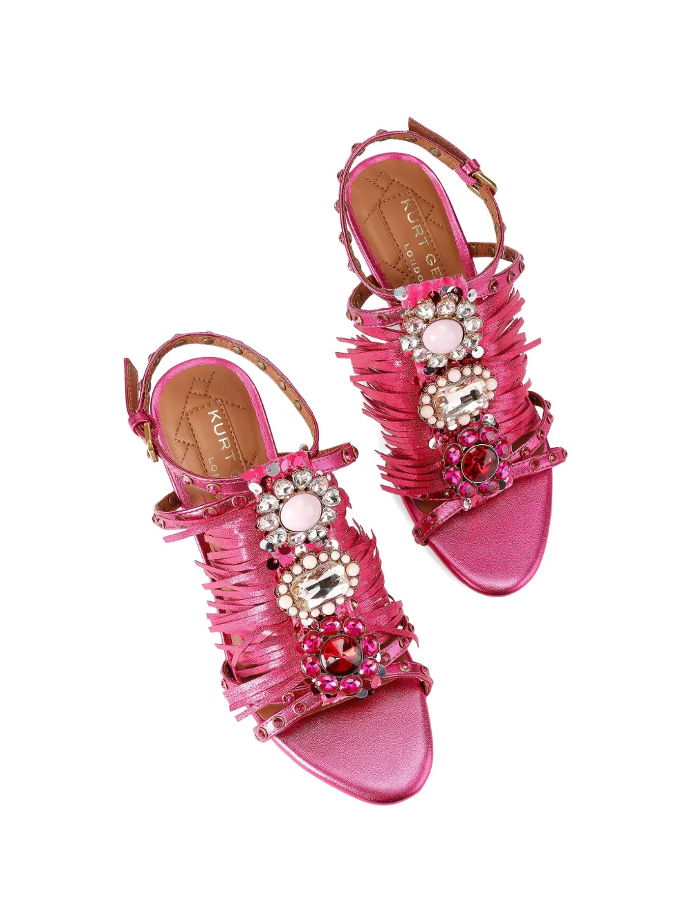 Kurt Geiger London jewel-embellished fringed sandals Roze