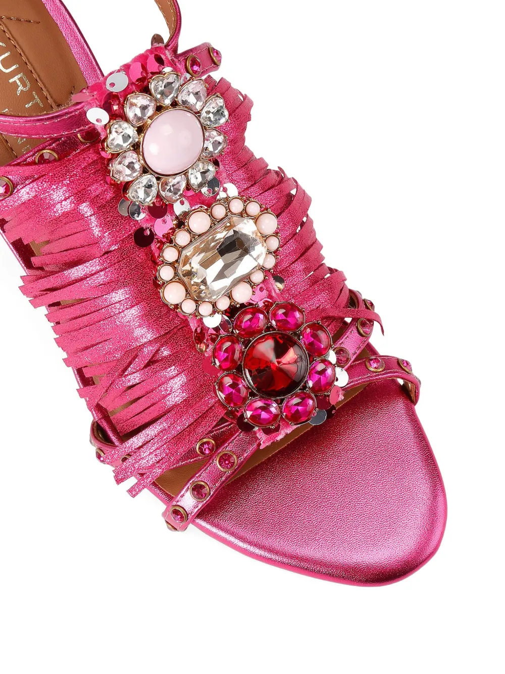 Kurt Geiger London jewel-embellished fringed sandals Roze