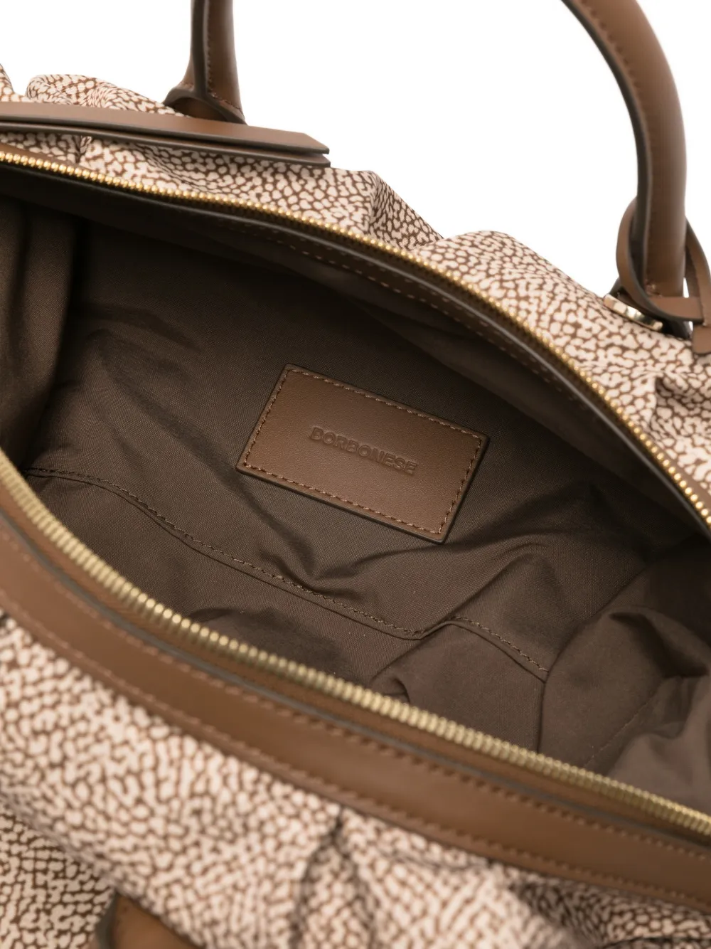 Borbonese Shopper met handvat en print Beige
