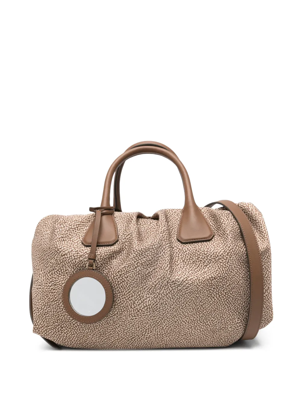 Borbonese print handle tote bag - Toni neutri