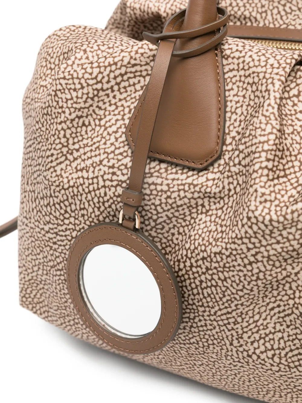 Borbonese Shopper met handvat en print Beige