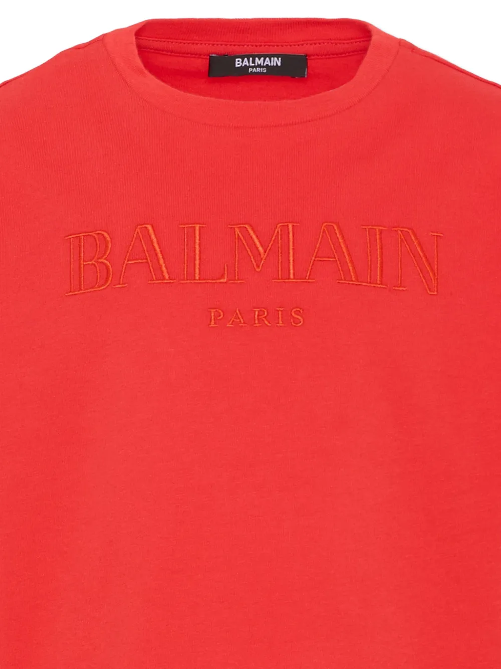 Balmain Kids T-shirt met borduurwerk en korte mouwen Rood