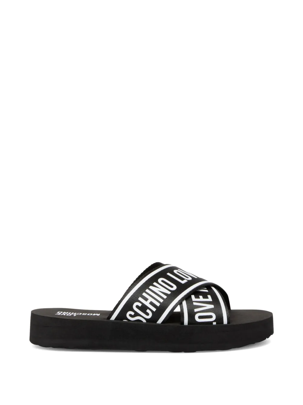 Love Moschino Slippers met logo Zwart