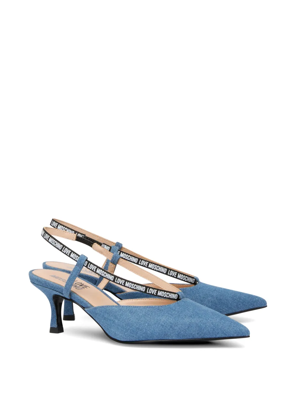 Love Moschino point toe strap pumps Blauw