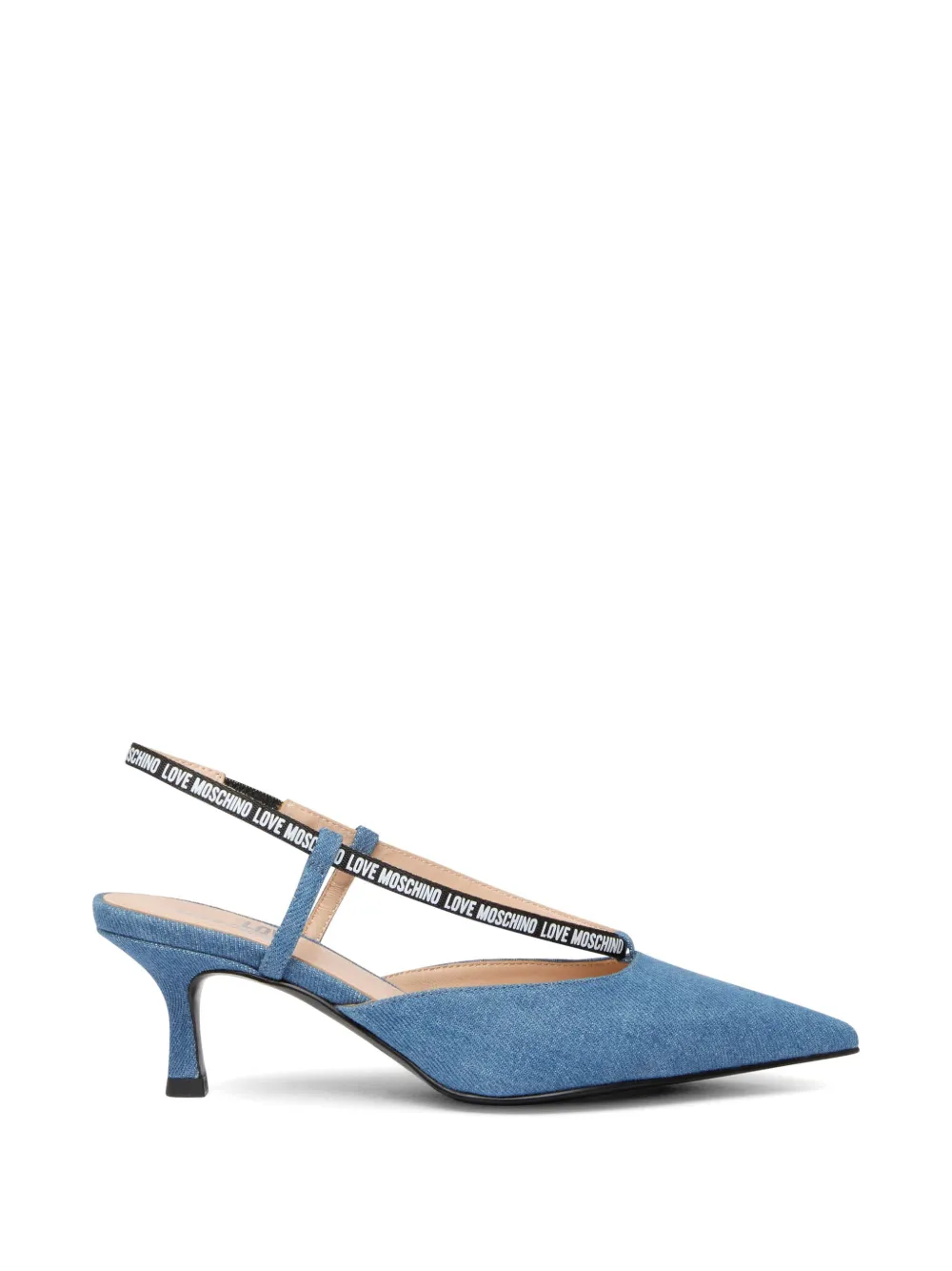 Love Moschino point toe strap pumps Blauw