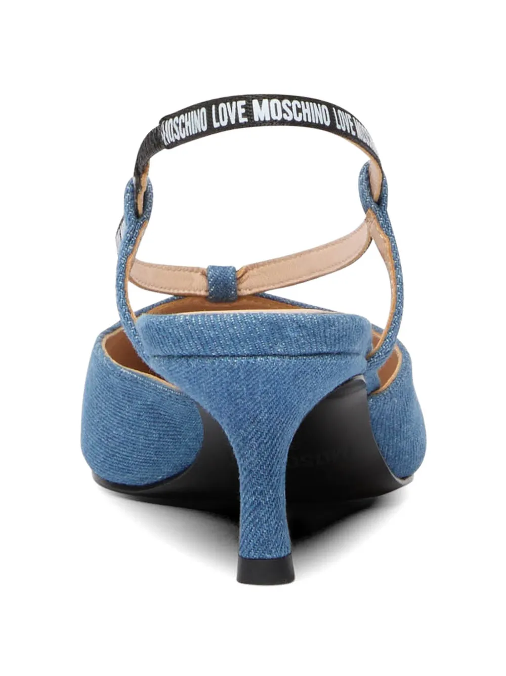 Love Moschino point toe strap pumps Blauw