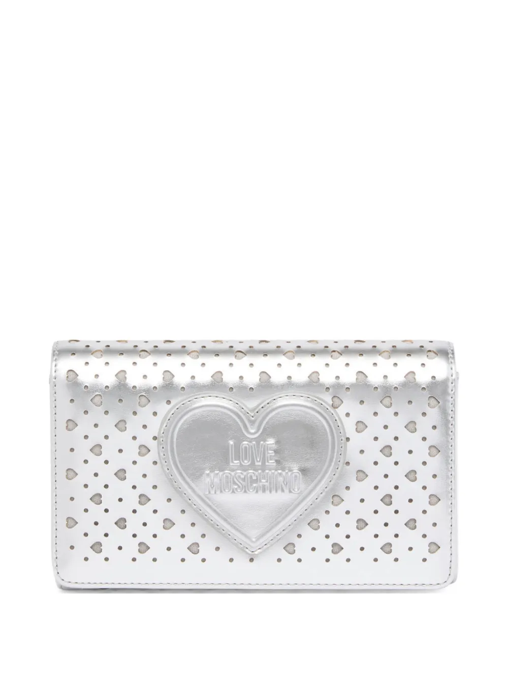 Love Moschino heart-cutout clutch bag - Argento