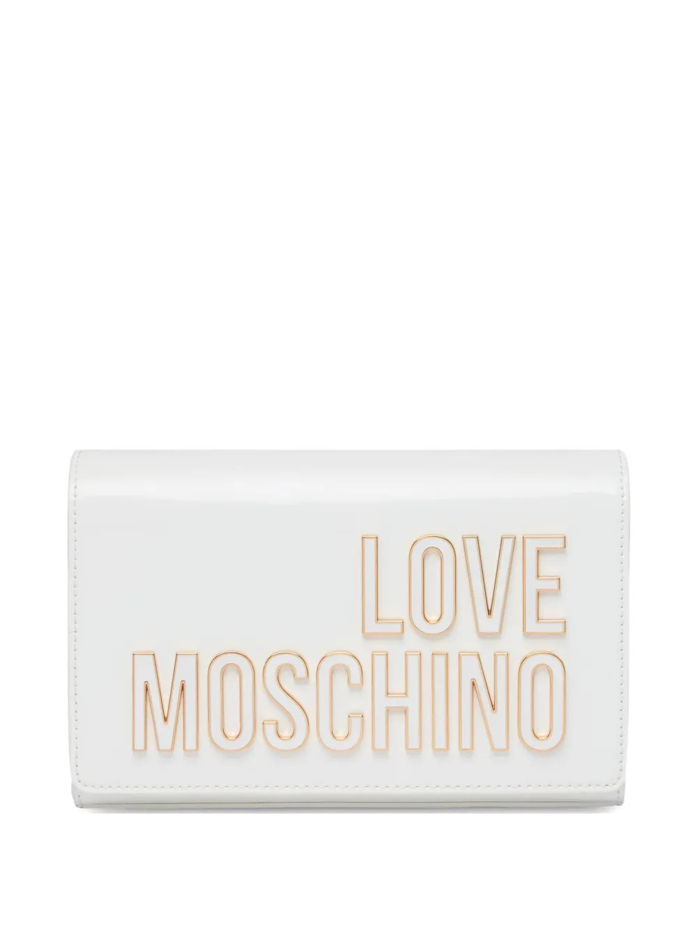Love Moschino lettering chain clutch bag - Bianco