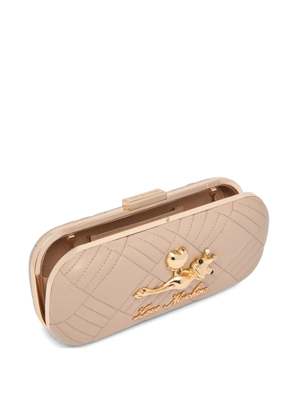Love Moschino Gewatteerde clutch met bedel Beige