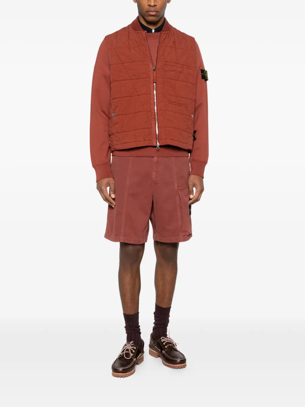 Stone Island Cargo shorts met logopatch Rood