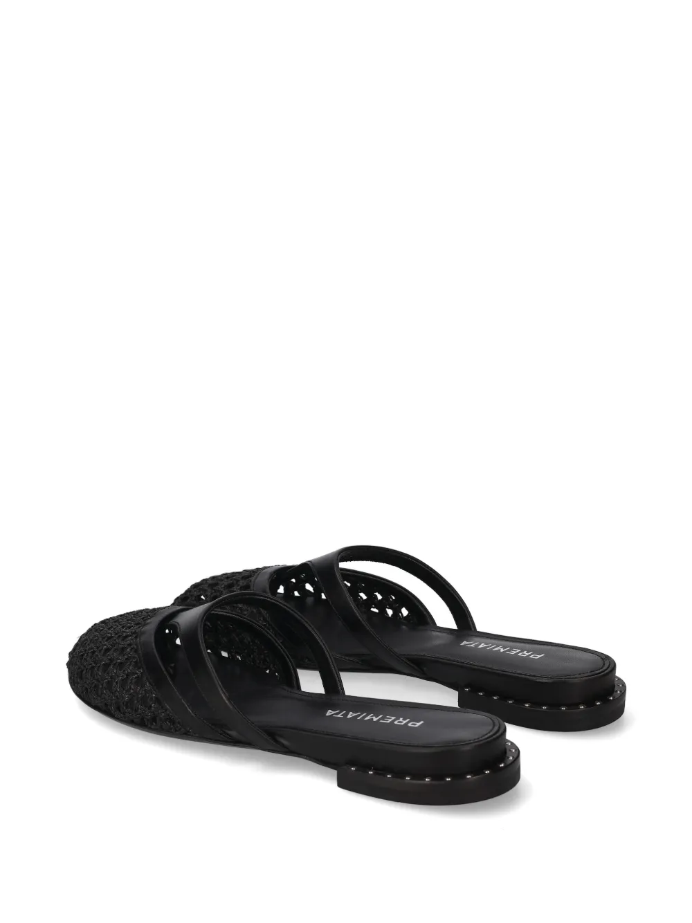 Premiata Geweven platte muiltjes met studs Zwart