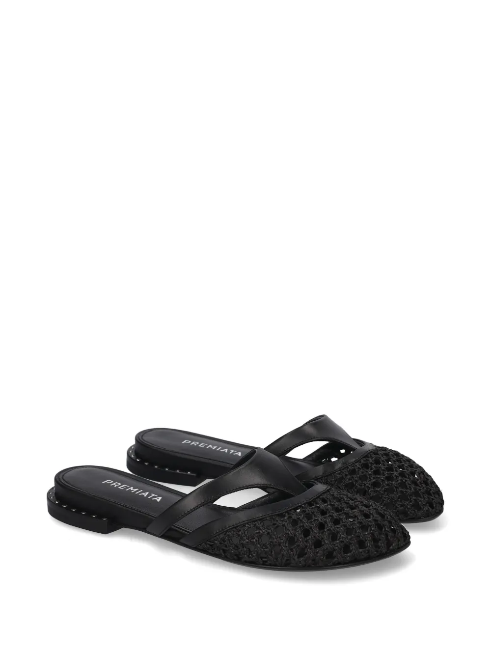 Premiata Geweven platte muiltjes met studs Zwart