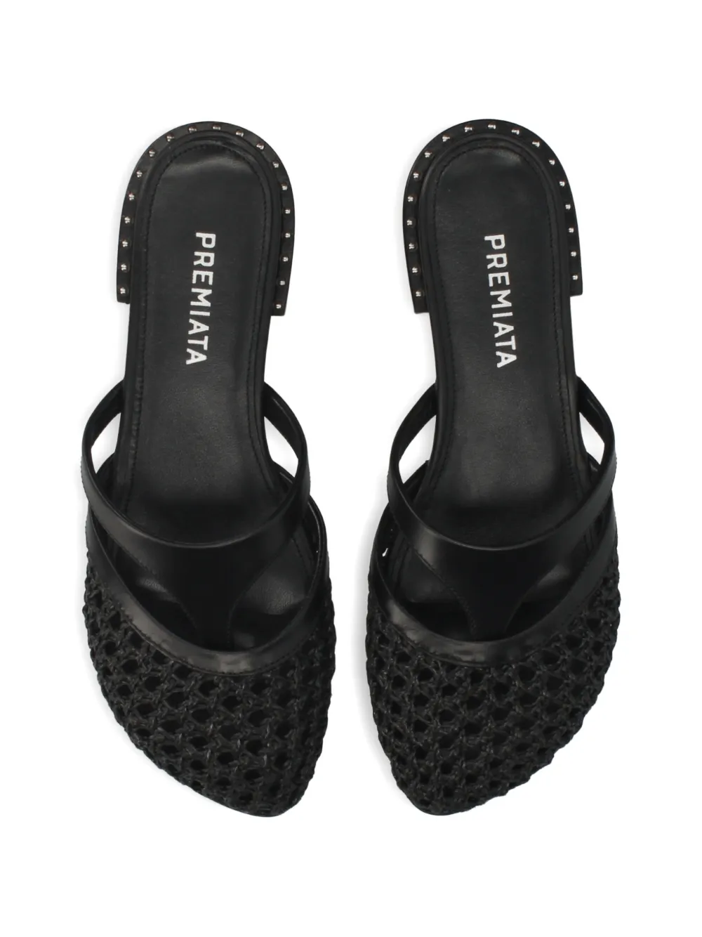 Premiata Geweven platte muiltjes met studs Zwart