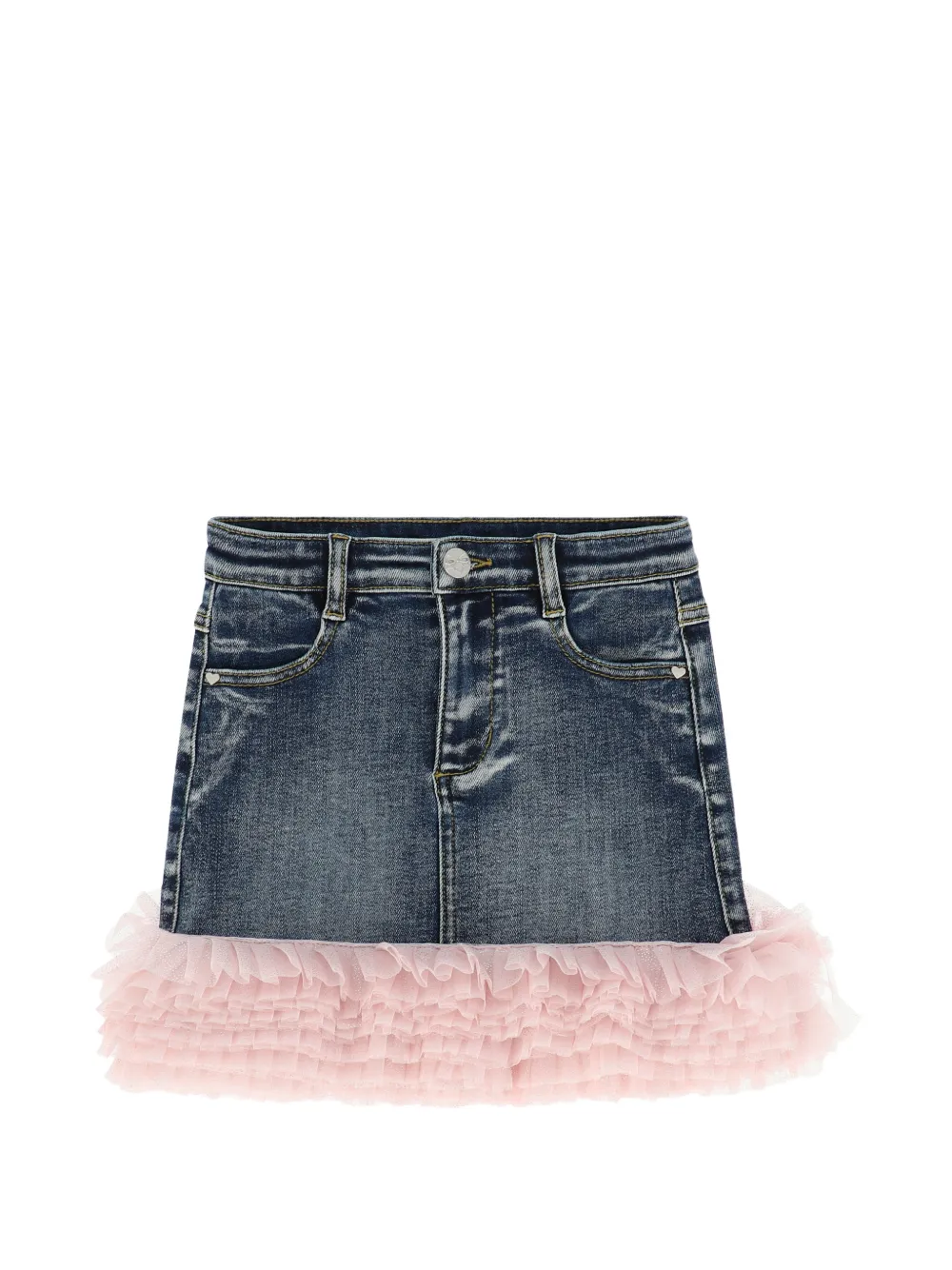 Angel's Face Gigi-tulle trim denim skirt - Blu