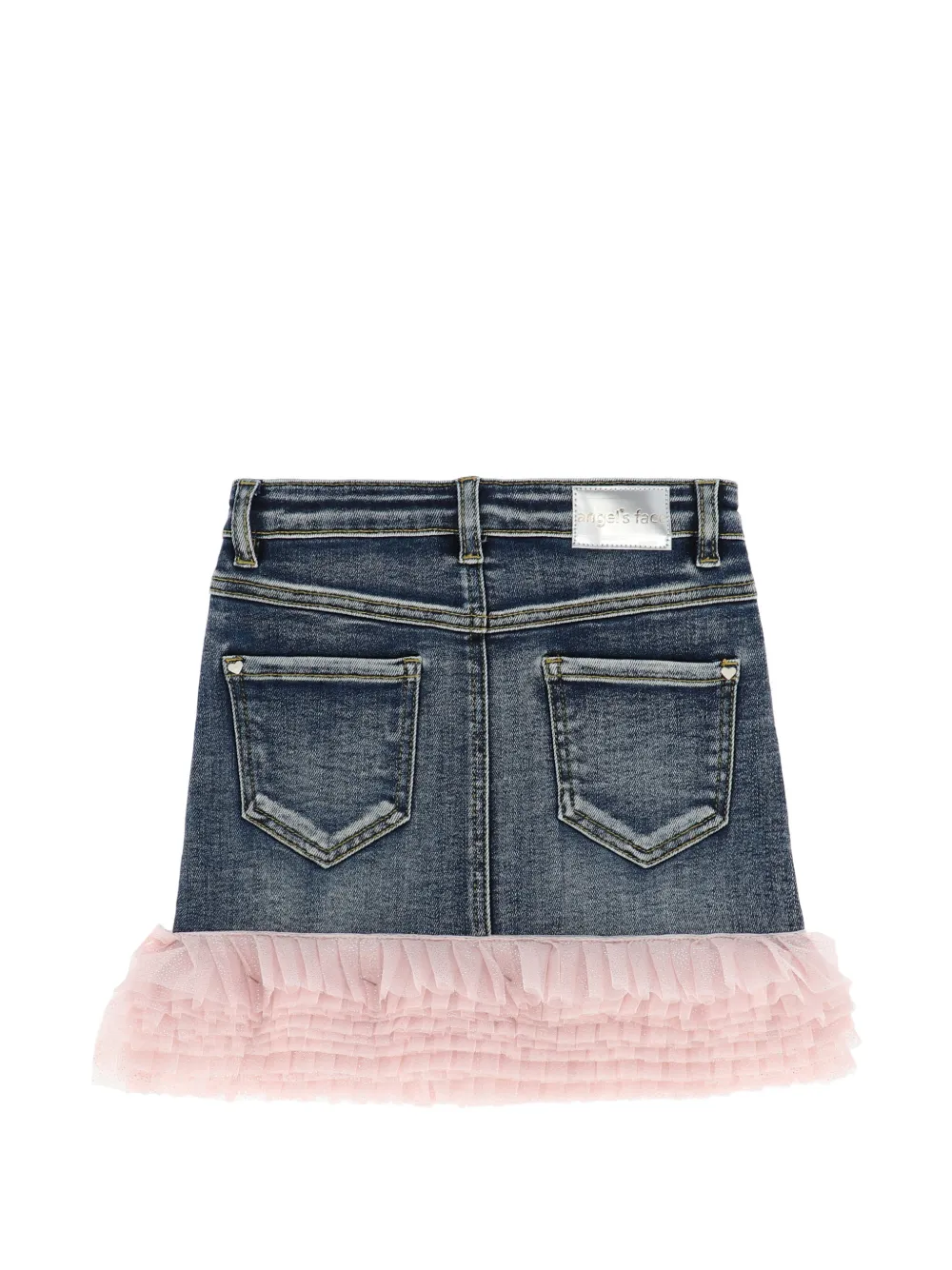  Angel's Face Gigi-tulle Trim Denim Skirt - Blue 