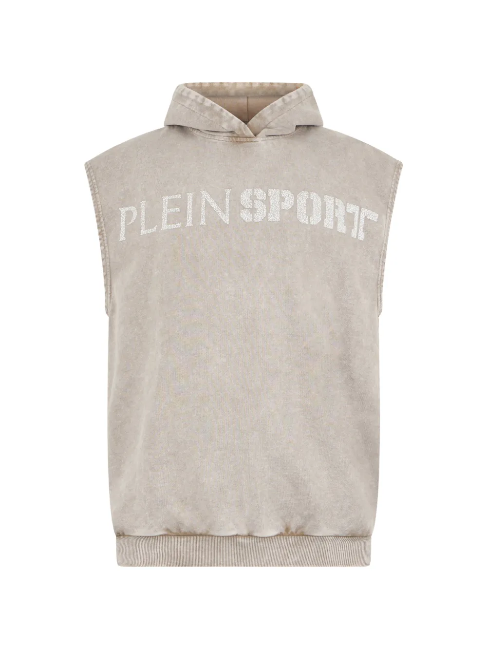 Plein Sport crackle-effect sleeveless hoodie - Toni neutri