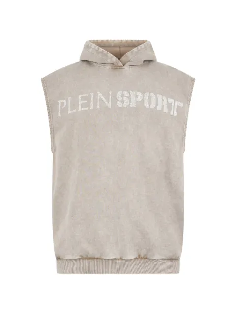 Plein Sport crackle-effect sleeveless hoodie
