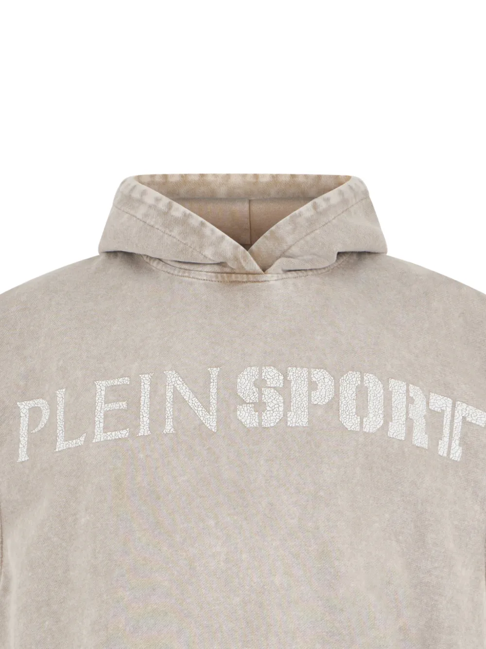 Plein Sport Mouwloze hoodie met gebarsten effect Beige