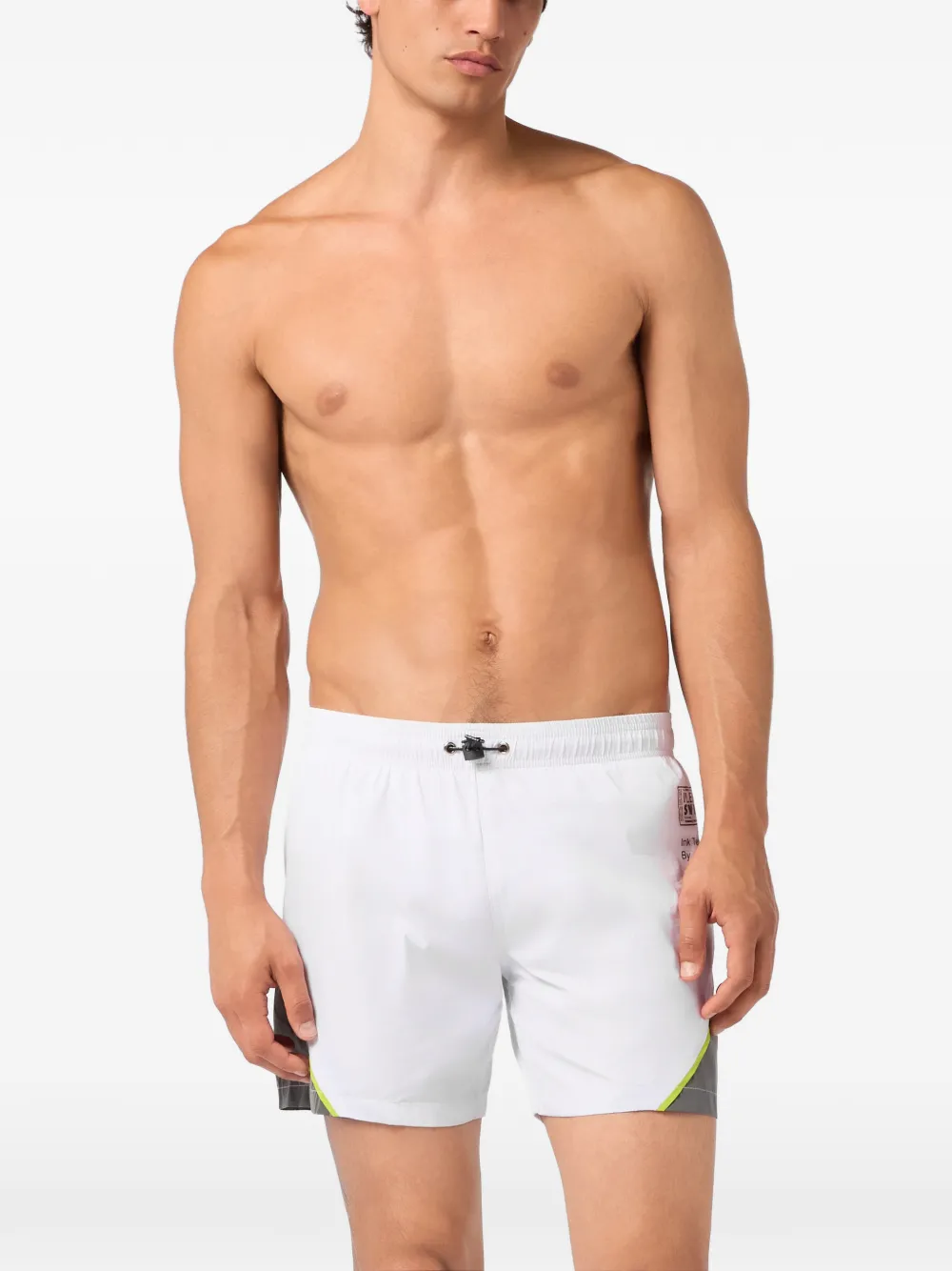 Plein Sport Zwembroek met logoprint en vlakken Wit