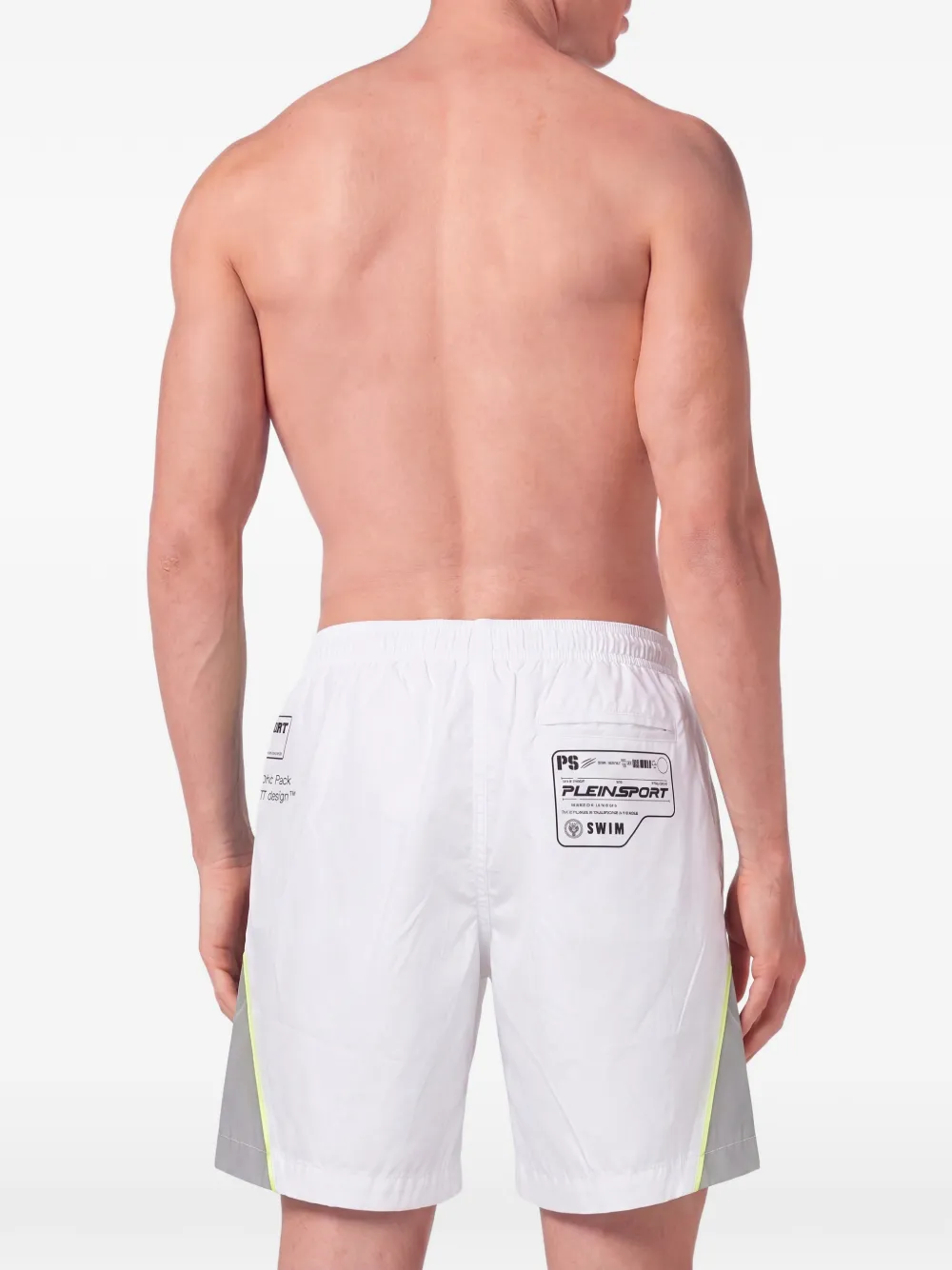 Plein Sport Zwembroek met logoprint en vlakken Wit