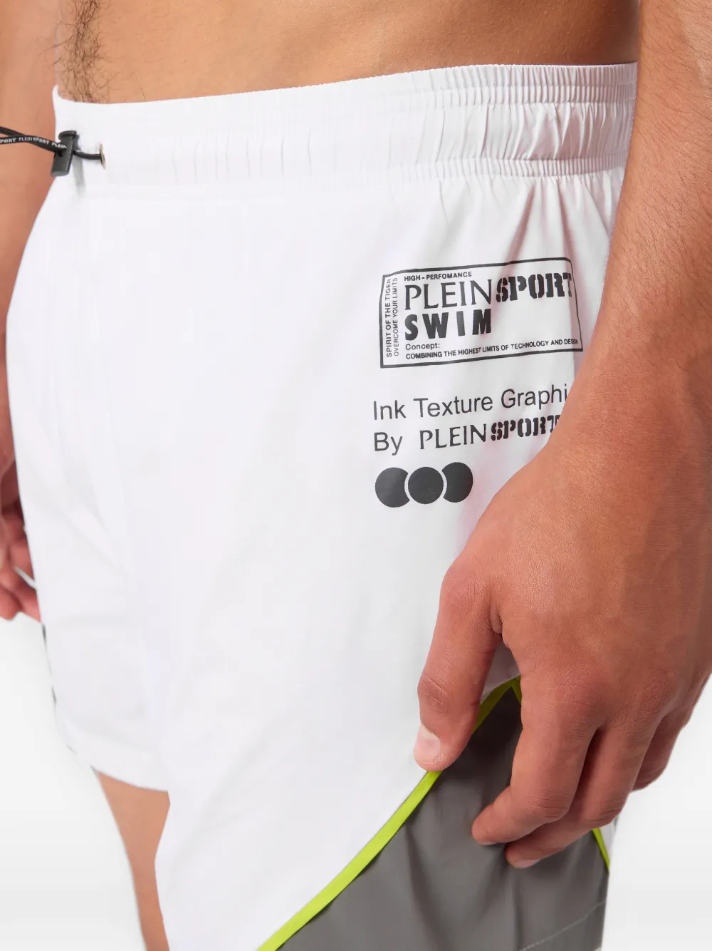 Plein Sport Zwembroek met logoprint en vlakken Wit