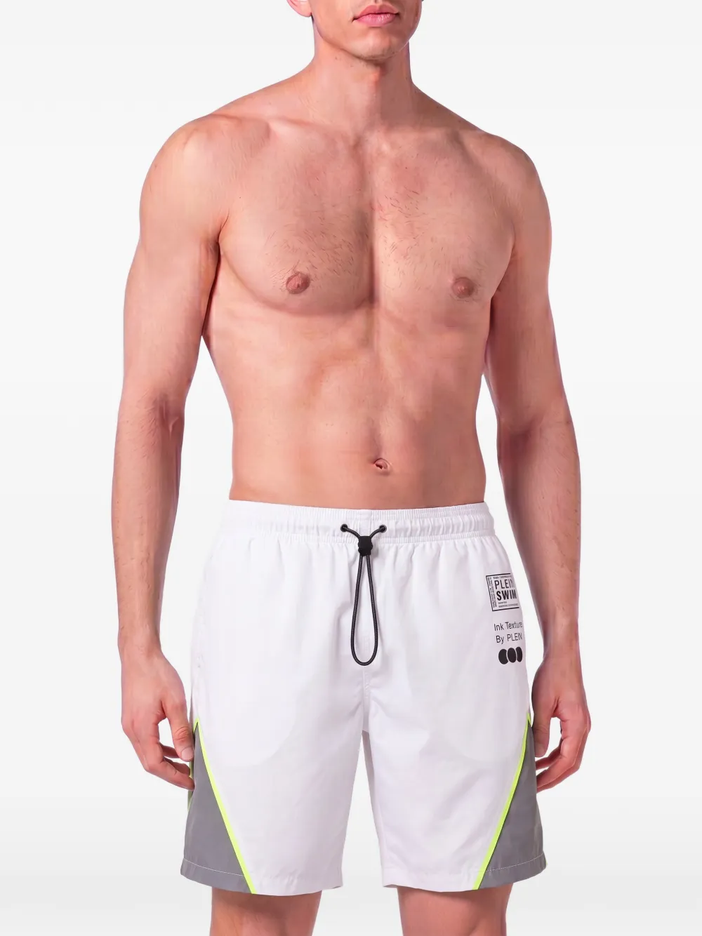 Plein Sport Zwembroek met logoprint en vlakken Wit