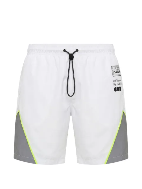 Plein Sport logo-print panelled swim shorts