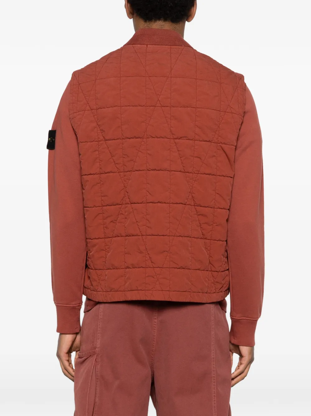Stone Island G100001 katoenen nylon Tela gewatteerde top met TC-logo Bruin