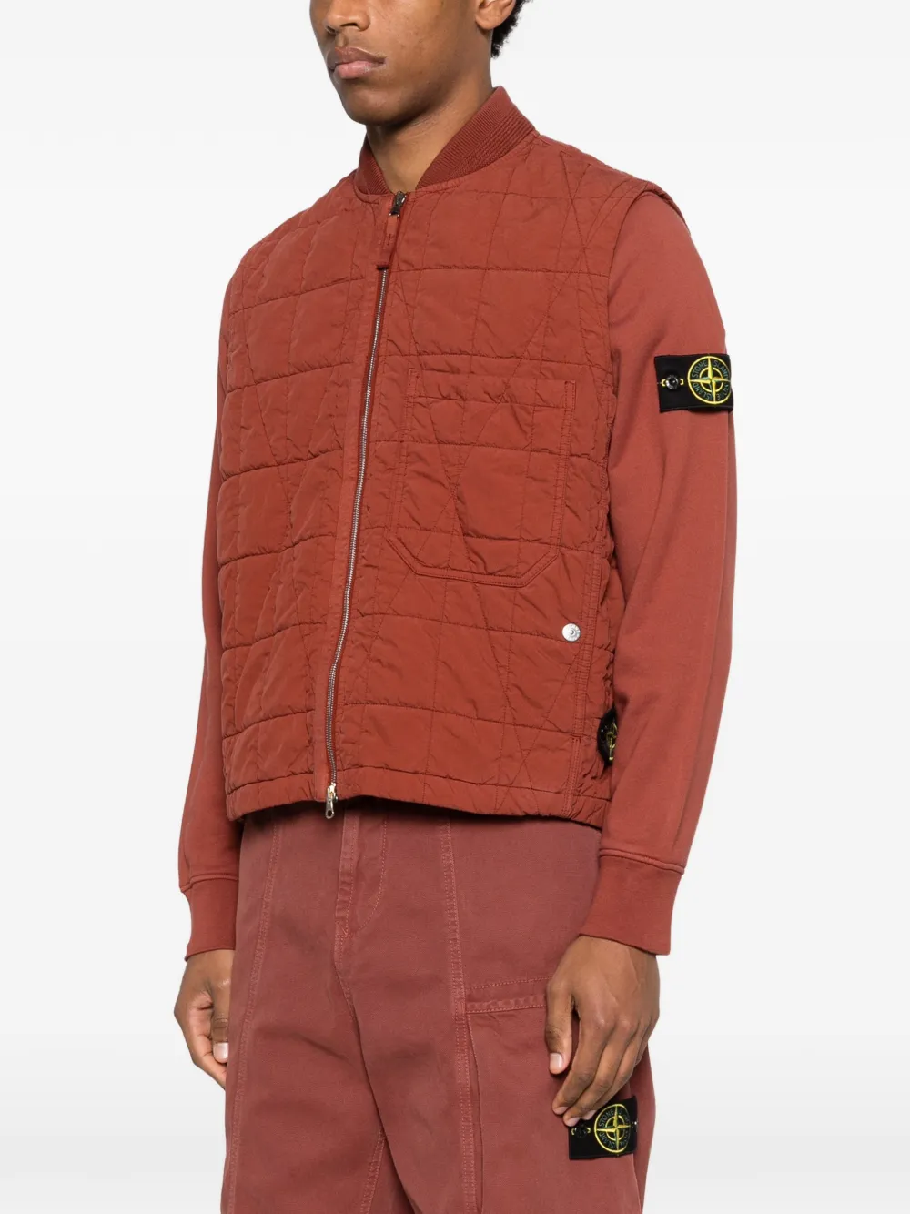  Stone Island Logo-patch Gilet - Brown 