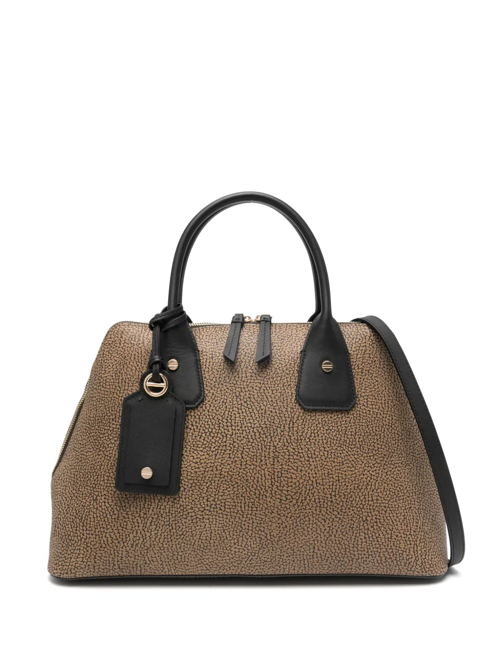 Borbonese textured top-handle tote bag - Marrone