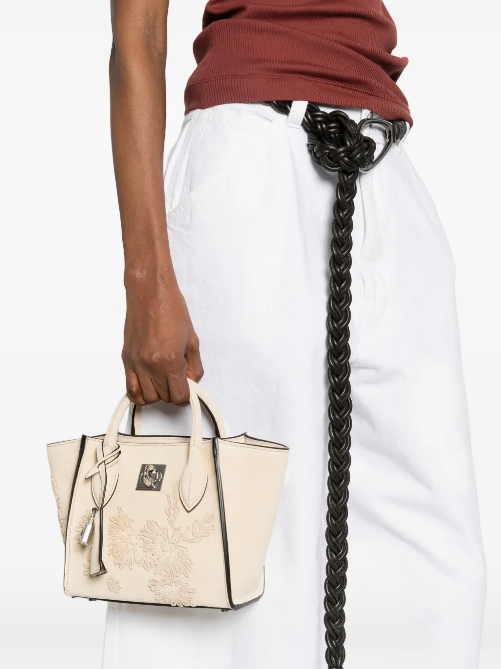 Ermanno Scervino Maggie mini-shopper met bloemendetail Beige
