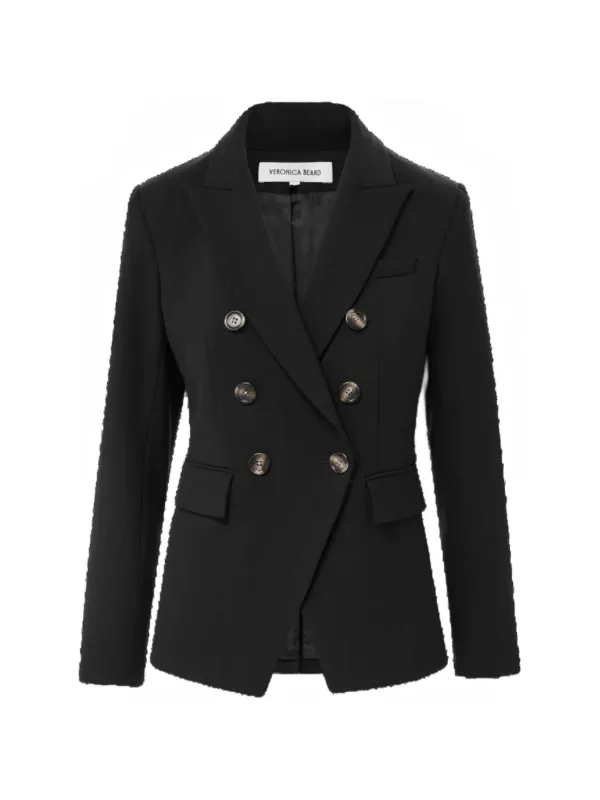Veronica Beard Miller Dickey Double-breasted Blazer in Black